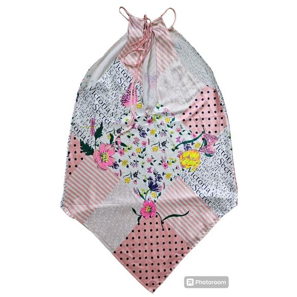 Victoria's Secret Small Hankerchief Patchwork Floral Butterfly Halter Chemise - Picture 7 of 12